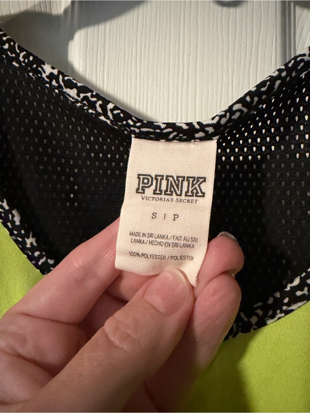 Victoria's Secret Pink Neon Yellow Black Trim 'NOPE NOT TODAY' Tank - Picture 4 of 4